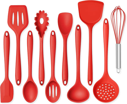 Onader Silicone Cooking Utensils Set of 10, Kitchen Utensils for Nonstick Cookware, Heat Resistant & Nontoxic Spatula Set- Khaki