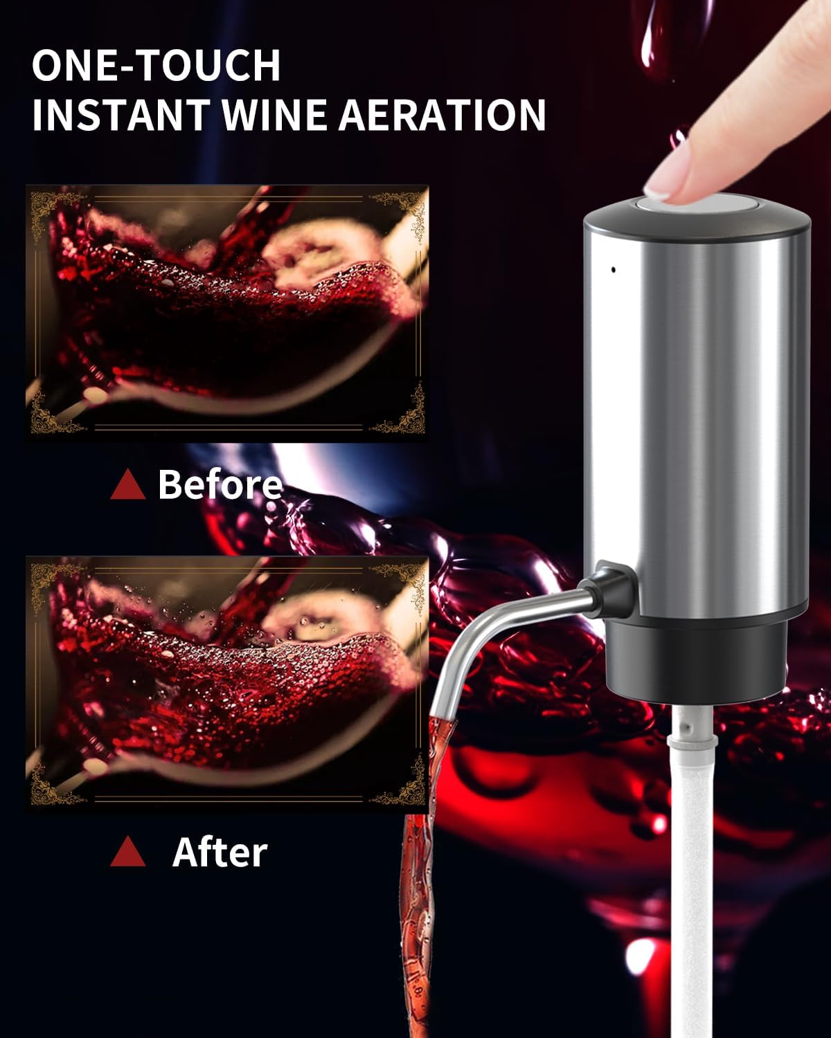CIRCLE JOY Electric Wine Opener Stainless Steel Rechargeable Automatic Wine Bottle Opener Set 7-in-1 Wine Gifts for Wine Lovers with Charging Base, Foil Cutter, Wine Aerator Pourer & 2 Vacuum Stoppers