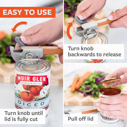 Full Circle Smooth Operator - Smooth-Edge Stainless Steel Can Opener, Safe & Easy No More Sharp Rims, Compact Portable Design with Integrated Bottle Opener