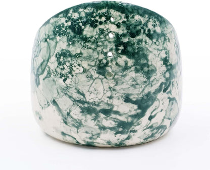Green Glazed Pottery Herb Stripper Bowl - Handmade Ceramic Kitchen Tool with Four Sizes Holes for Parsley, Rosemary, Mint, Basil, Cooking & Meal Prep Also as Serving Bowl