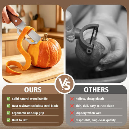 Multifunctional Vegetable Potato Peeler for Kitchen，Wooden-Handled Stainless Steel Sharp Peeler Knife with Built-In Bottle Opener for Veggie, Fruit, Potato, Carrot, Apple Ergo 1PCS