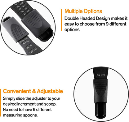 M&c Dual Sided Adjustable Measuring Spoon - Metering Spoon with Leveler in Gram & ML- For Dry or Liquid Ingredients, Baking, Cooking, Powder, Spices - Black 1pc