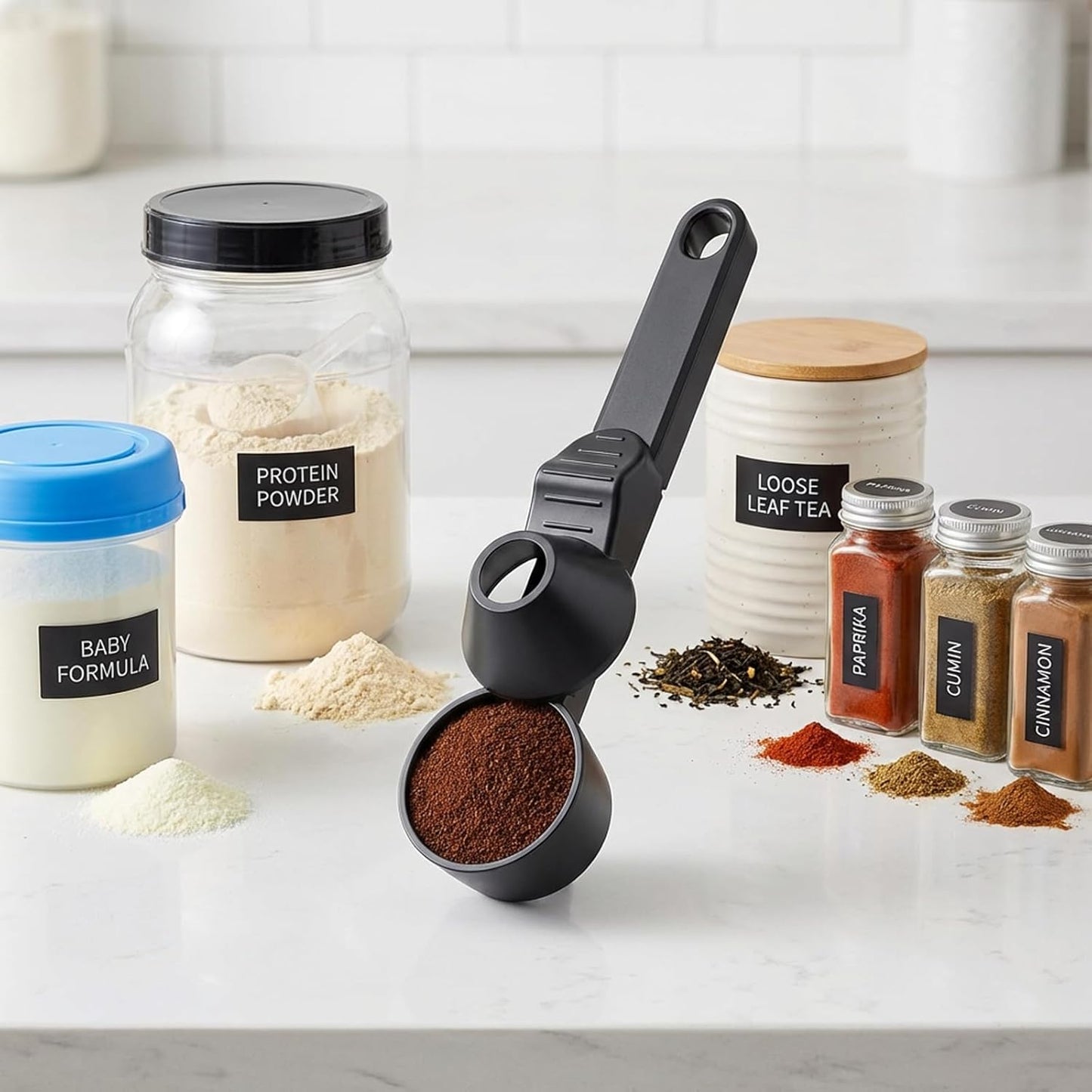Coffee Spoon Funnel Set, Anti-Stain Measuring Spoon, 2 Tablespoon Capacity, Also Suitable for Protein Powder, Tea, etc., 1 Pcs