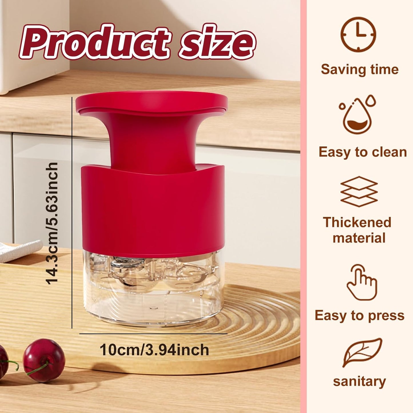 Cherry Pitter Multiple, Quick Release Multi Cherries Stoner Pitter 7-in-1, Push Button Cherr'y Core Pit'ter Tool with Splatter Protector, Pit Seed Remover for Making Jam Cherry Dishes