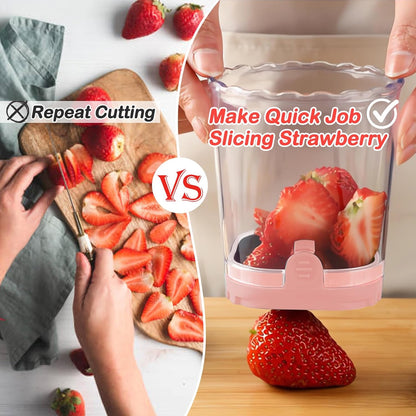 Creative Strawberry & Fruit Slicer - Detachable Cutter with Push Plate (Black)