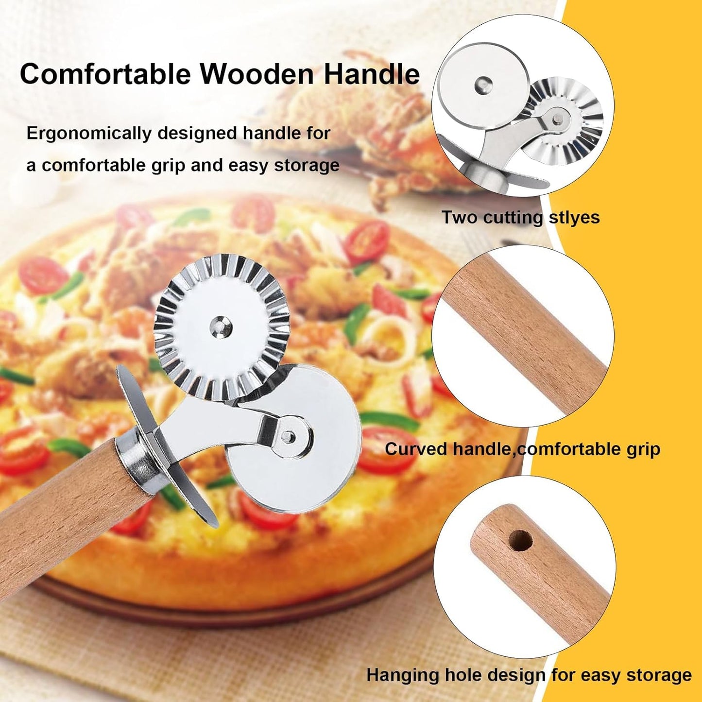 Pastry Double Cutter Wheel,2 Pack Pasta Cutter Wheel,Dual-Head Baking Tool for Home and Kitchen Use,Ravioli Cutter