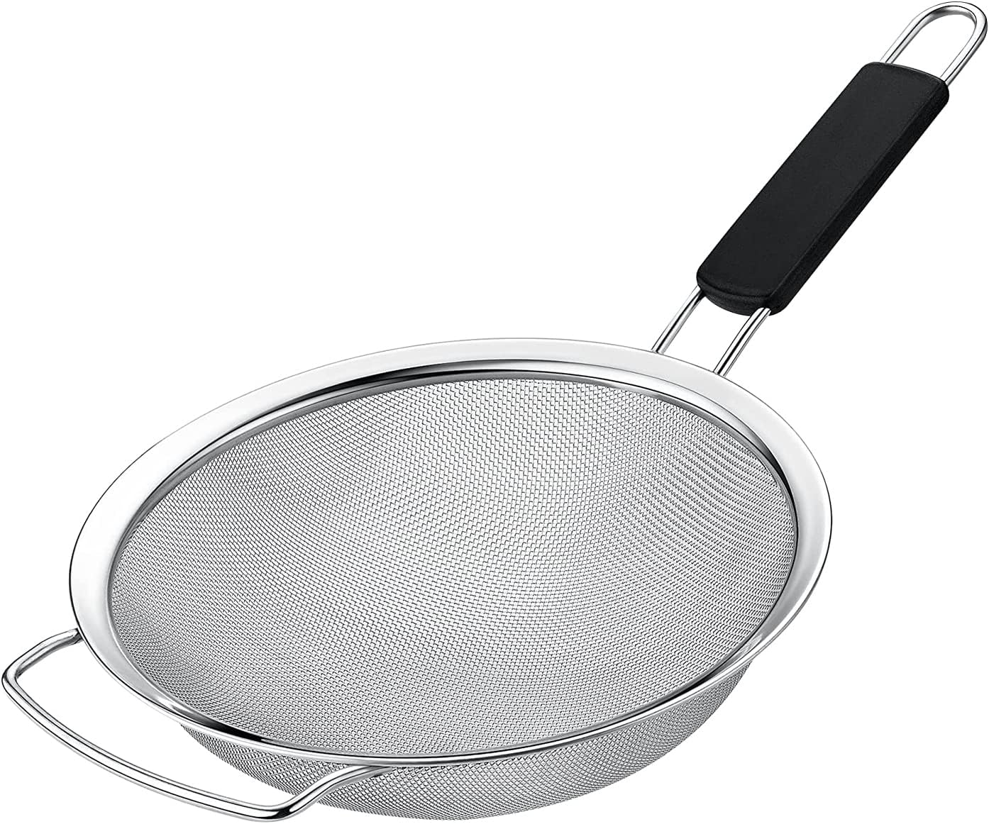7" Fine Mesh Strainer with Thermo Plastic Rubber Handle - Sieve Fine Mesh Stainless Steel - Ideal to Strain Pasta, Quinoa and Rice.