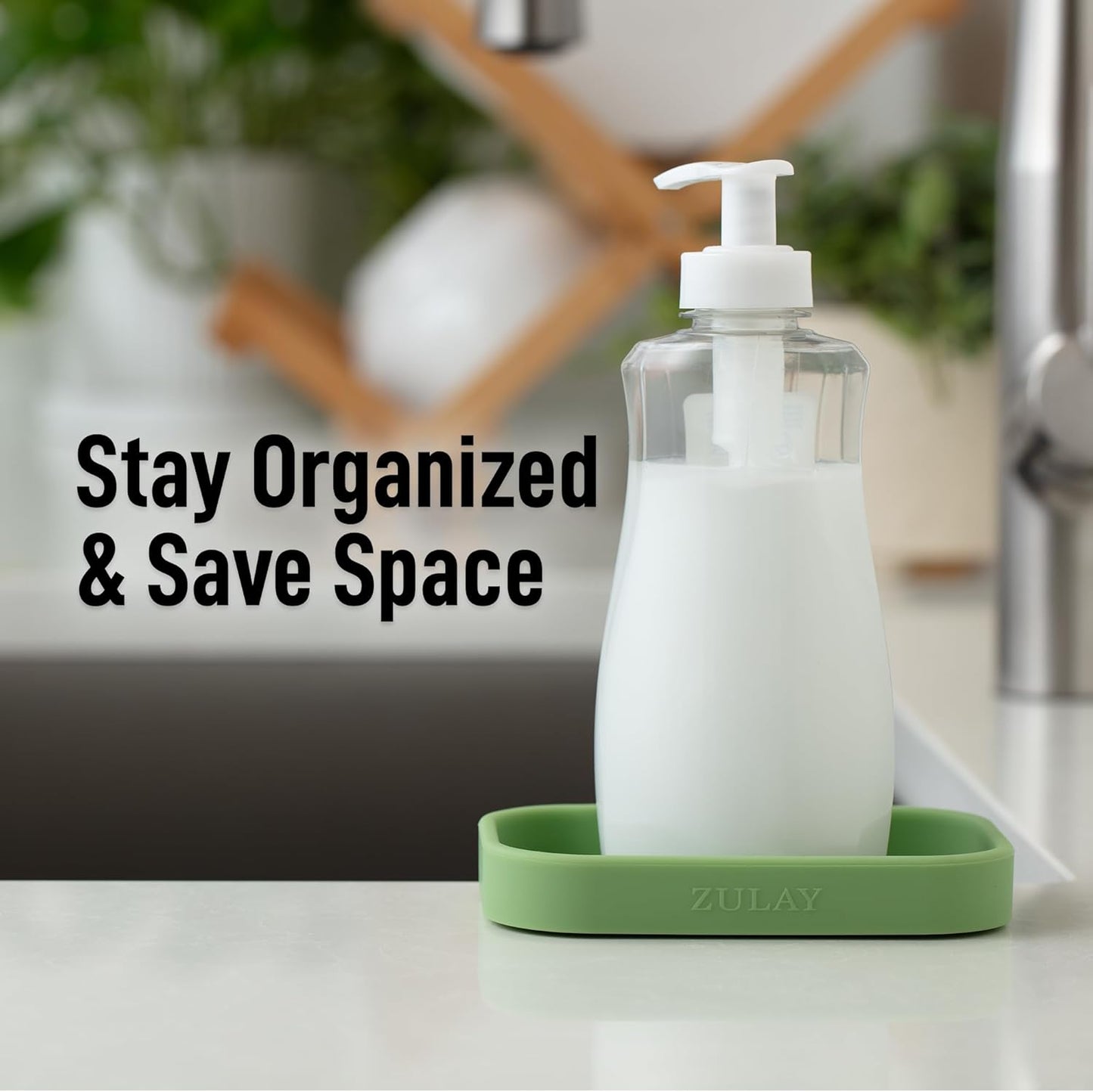 Zulay Kitchen (9x3.5in Sponge Holder for Kitchen Sink - Flexible Heavy-duty Multipurpose Sink Caddy - Counter Organizer for Kitchen, Bathroom, Makeup, Trinkets & More! (Grey)