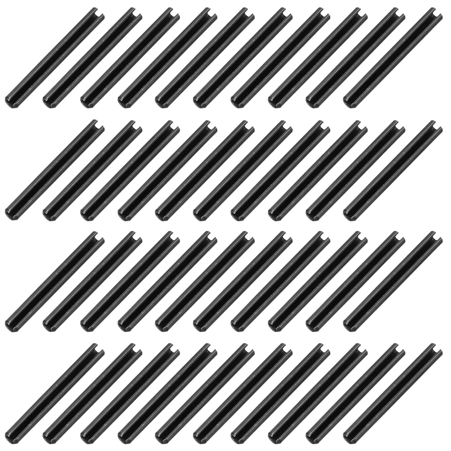 MECCANIXITY 25Pcs Slotted Split Roll Pins 1/2 Inch(12mm) Dia. 1-2/5 Inch(35mm) Length 65Mn Steel Spring Tension Expansion Dowels for Secure Fastening, Black - Colors A