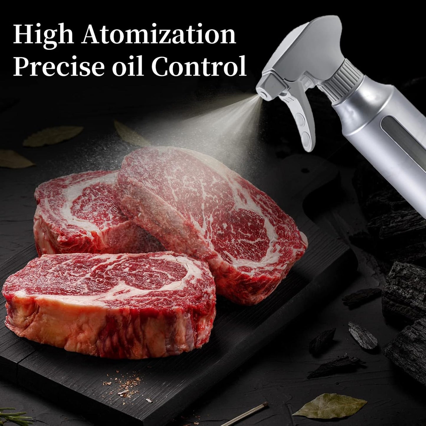 Oil Sprayer for Cooking,Stainless Steel Olive Oil Mister for Air Fryer Black Nozzel Dispenser Bottles Fat Reduction Glass Oil Control Spray Pot 6.35oz(180ml) Capacity