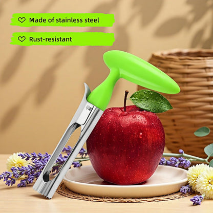 Premium Stainless Steel Apple Corer - Easy Use & Dishwasher Safe, Multi-Fruit Core Remover with Ergonomic Handle for Apples, Pears, Tomatoes & Cupcakes | Durable Kitchen Tool (Green)
