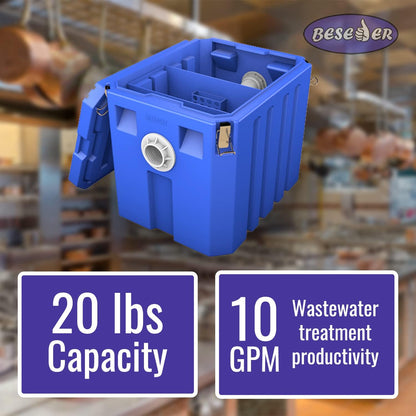 BESEDER Grease Trap Interceptor plastic 10 GPM (20 lb Capacity) Commercial Kitchen