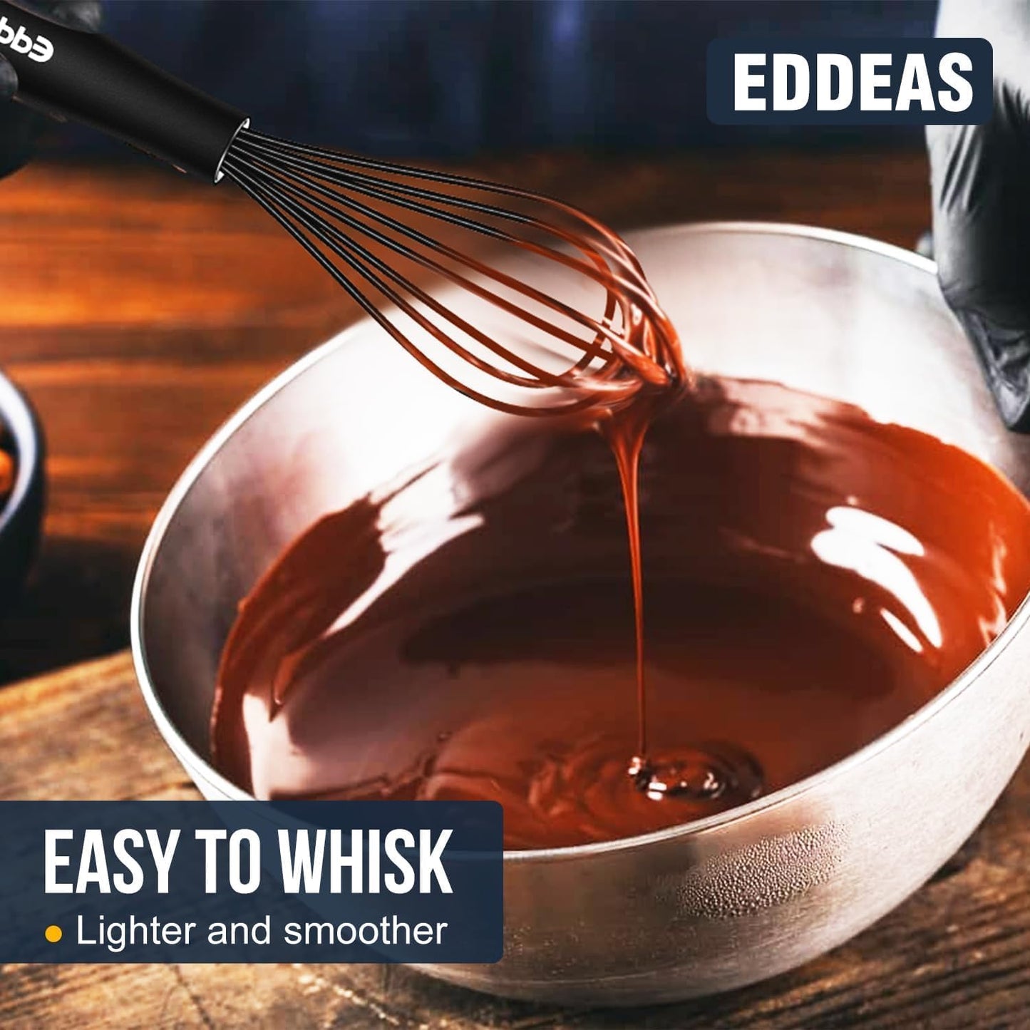 Whisks For Cooking - 500 °F Heat Resistant Silicone Whisk, Heavy Duty 7",9"&11inch Non-Scratch Balloon Kitchen Wisk tool Set, for cooking Wisking, Blending, Beating, Stirring, 3 Piece Black