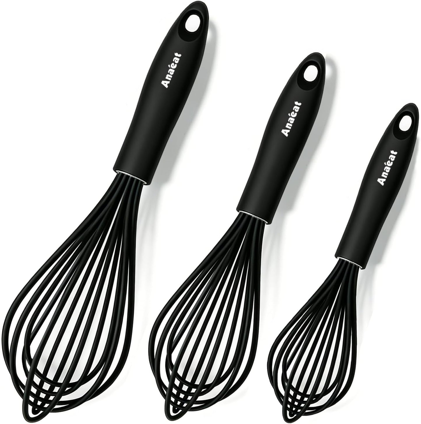Anaeat Stainless Steel Kitchen Whisk Set of 5, Milk and Egg Beater Blender with Thick Wire for Whisking, Cooking, Baking, Beating and Stirring - 5"+7" Mini Whisk and 9''+11''+12'' Balloon Whisks