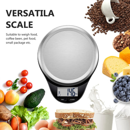Food Scale, Kitchen Scales Digital Weight Food Grams and Ounces for Weight Loss Baking Cooking of NUTRI FIT, Max 11lb 1g Increment, Backlight LCD Smart Tare Stainless Steel, Easy to Use, AAA Battery