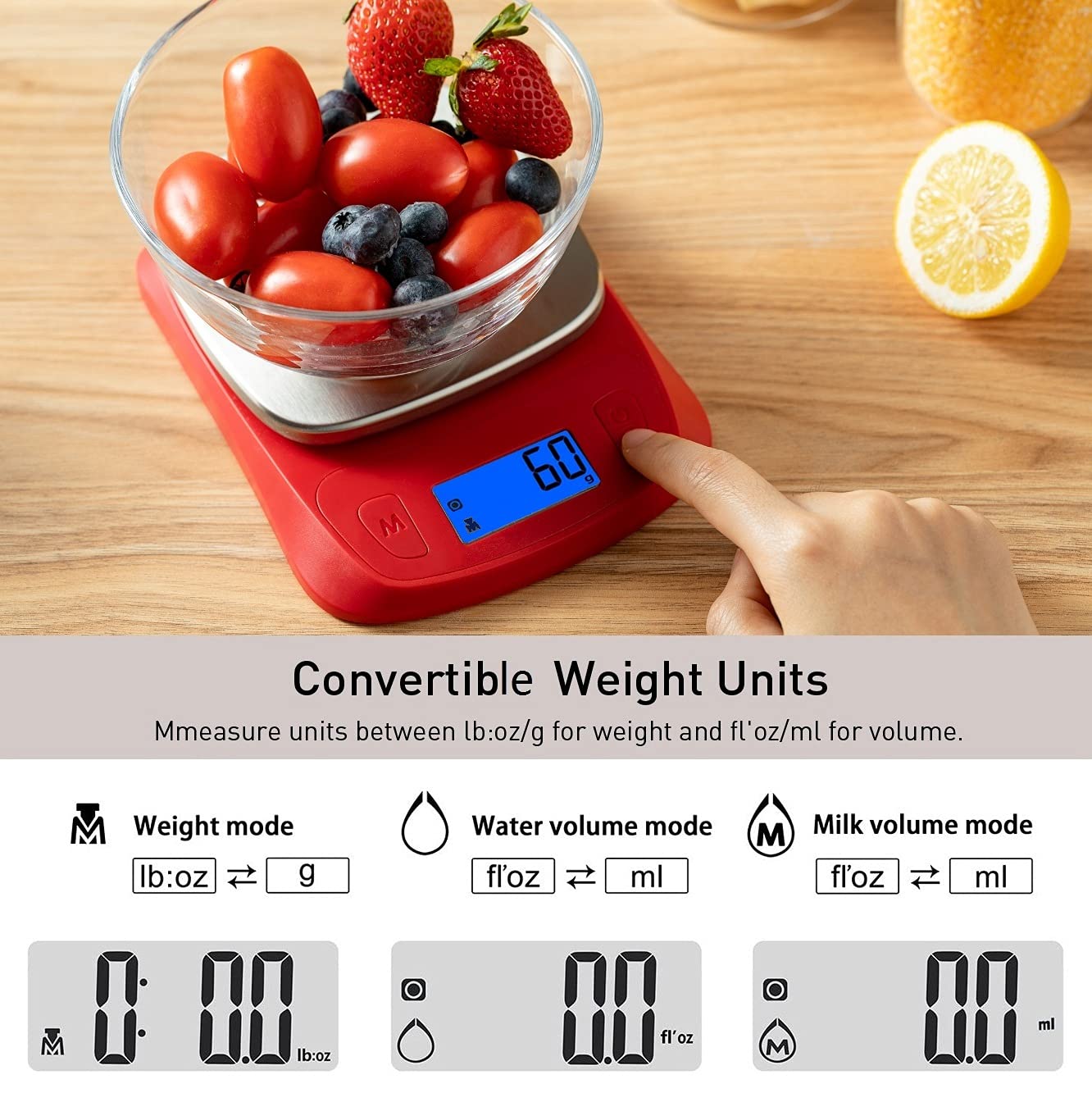 NUTRI FIT Ultra Slim Kitchen Scale Digital Food Weight Scale for Baking Cooking in Grams and Ounces Tare & Backlit LCD Display 11lb 5kg Capacity- Black/Stainless Steel