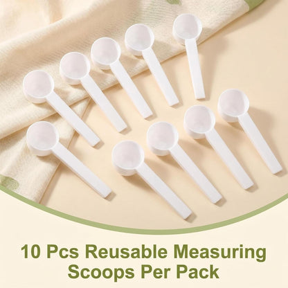 10Pcs 5 Gram/10 ml White Plastic Tablespoon Measuring Spoons with Long Handle Mini Powder Scoops Tiny Spoons for Measuring Coffee Grains Protein Spices (Round Bottom)