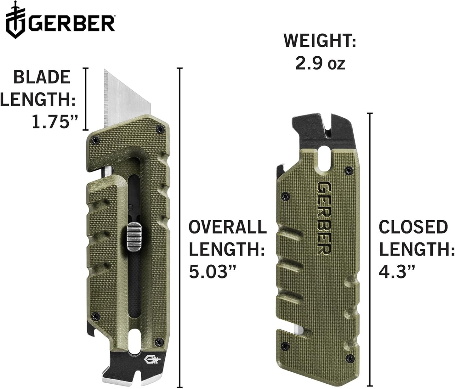 Gerber Gear Prybrid Utility Knife with Pocket Clip, Box Cutter Retractable Blade, Heavy Duty Utility Razor with Pry Bar, Bottle Opener, and Wire Stripper, Multi tool Pocket Knife, Blue with Clip