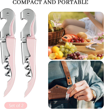 HYZ 2-Pack Wine Opener Waiter Corkscrew, Professional Wine Key for Servers, Bartender, with Foil Cutter, Manual Wine Bottle Opener Double Hinged (Black)