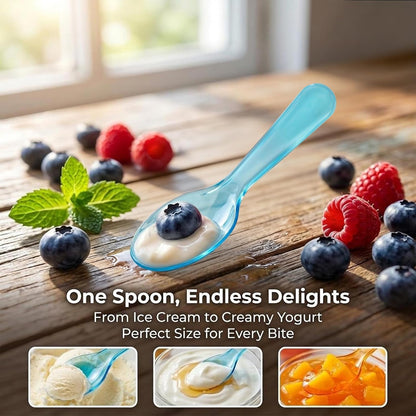 Mini Spoons - 100PCS Tasting Spoons Plastic Disposable Cutlery Small Spoon For Tasting Ice Cream Cake Jelly Pie Yogurt Dessert For Party Celebrations Multi-Color