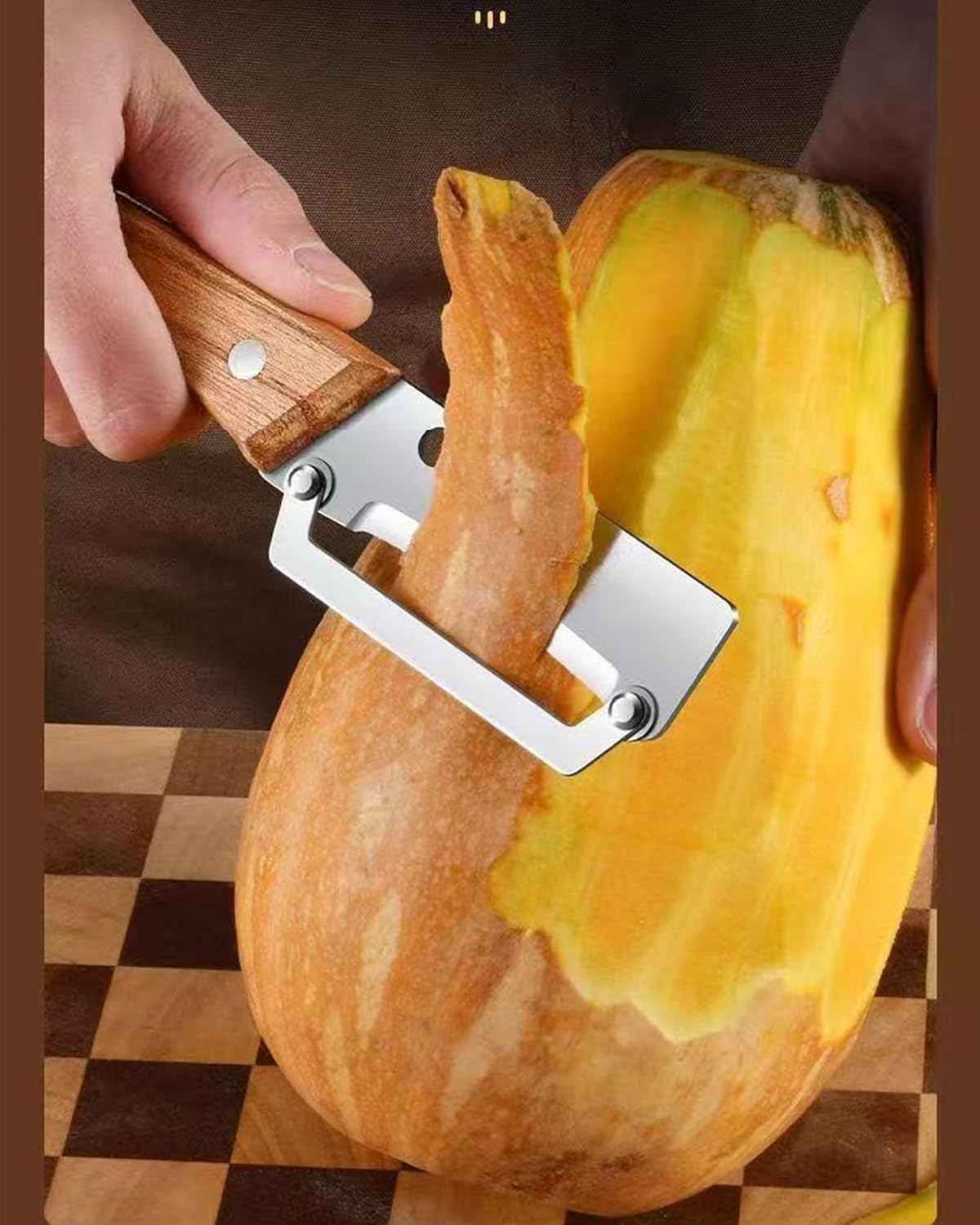 Multi-Functional Vegetable Peeler with Wooden Handle - Stainless Steel Blade Fruit Peeler & Bottle Opener Kitchen Gadget for Potato, Carrot, Pineapple (1 Pack)