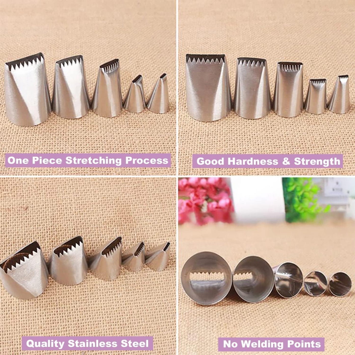 8 Pcs Rose Flower Piping Tips Set,Petal Icing Tips,PipingRose Nozzle,Stainless Steel Cake Decorating Pastry Tools, for CakeDecorating,with A Cleaning Brush (Rose-8pcs)