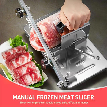 Manual Frozen Meat Slicer, Upgraded Stainless Steel Meat Cutter for Beef Mutton Bacon Home Food Slicing Machine for Hot Pot BBQ sandwiches pizza