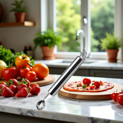 Silver Stainless Steel Strawberry Huller and Tomato Stem Corer Tool Cherry Tomatoes Stem Remover, Dishwasher Safe，Fruit and Vegetable Corers