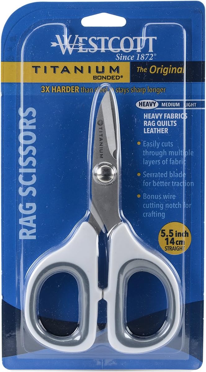 Westcott 5-Inch Micro-Tip Fabric Scissors with Titanium-Bonded Blades - Craft Scissors for Paper and Fabric, Sewing, and More