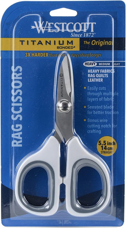 Westcott 5-Inch Micro-Tip Fabric Scissors with Titanium-Bonded Blades - Craft Scissors for Paper and Fabric, Sewing, and More