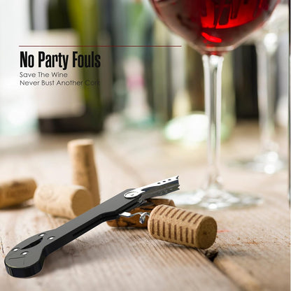 Houseables Wine Opener, Wine Key for Servers, Waiters Corkscrew, Travel Bottle Opener, Cork Screw, with Foil Cutter, Bartenders Tool, Professional, Restaurant, TSA Approved, Portable, Black, 5 1/4"