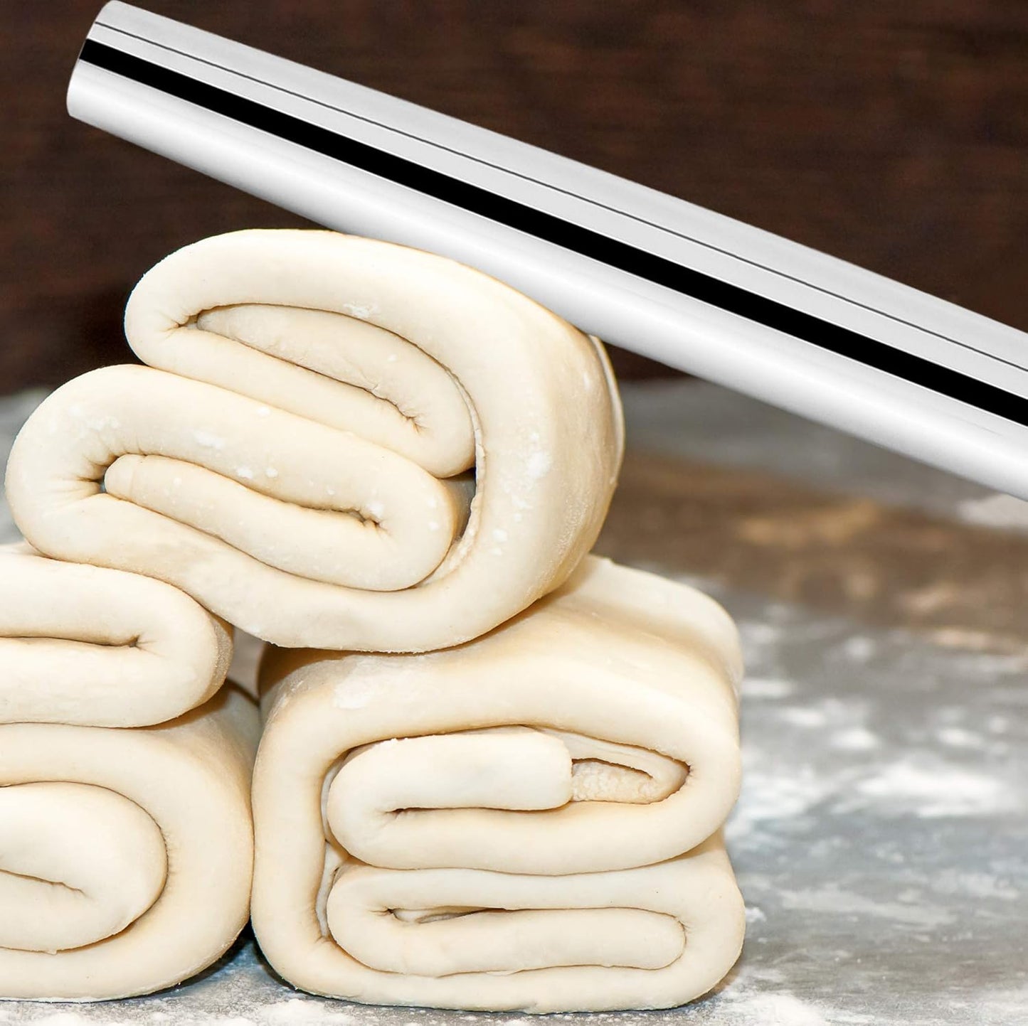 Fox Run Stainless Steel Rolling Pin With Handles, 18" x 2.6" x 2.8"