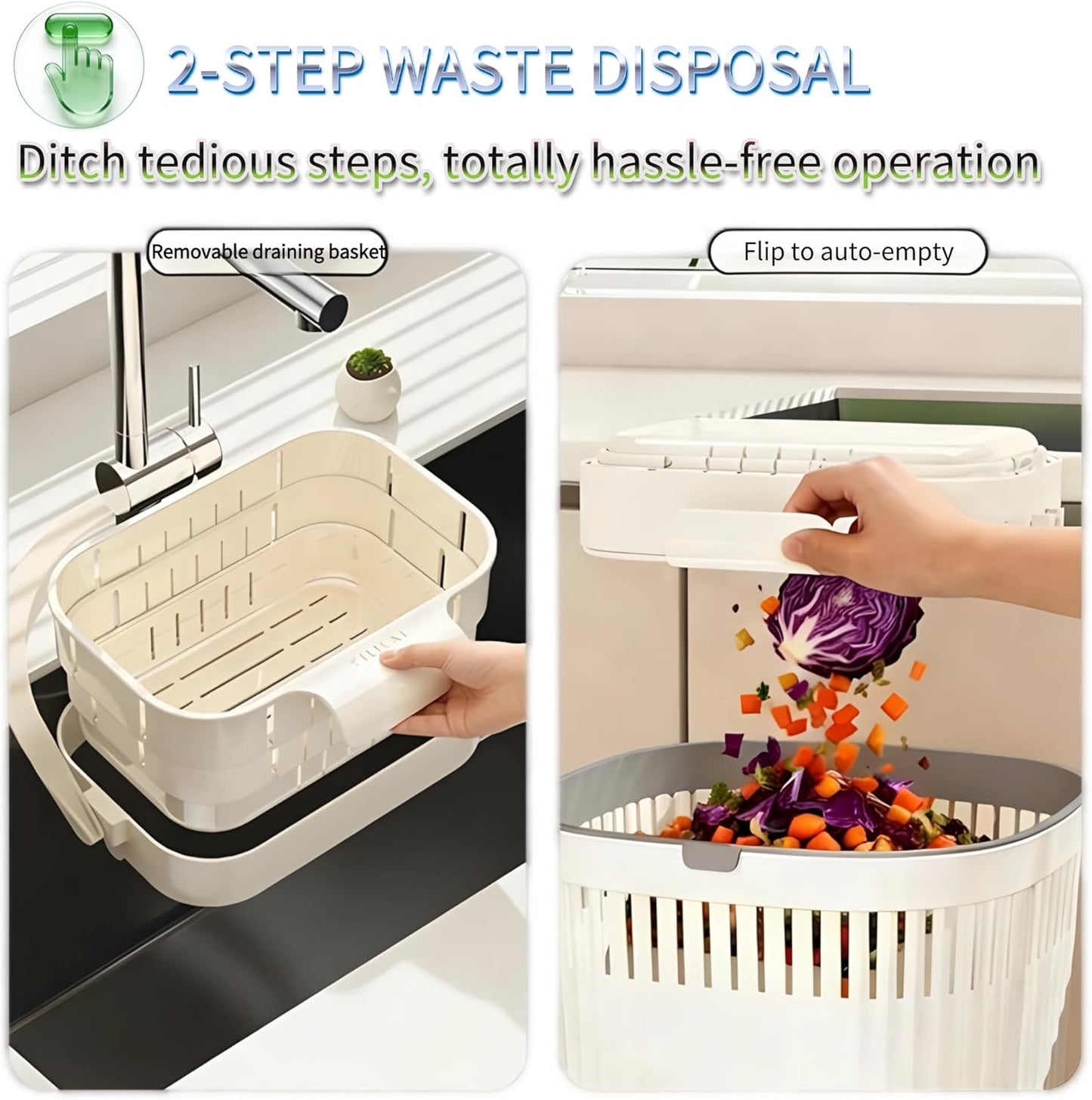 2026 Upgraded Foldable Kitchen Sink Strainer, No-Drill Hanging Drain Rack Food Catcher, Removable Anti-Clog Filter for Garbage Leftovers Kitchen Sink Daily Use (White)