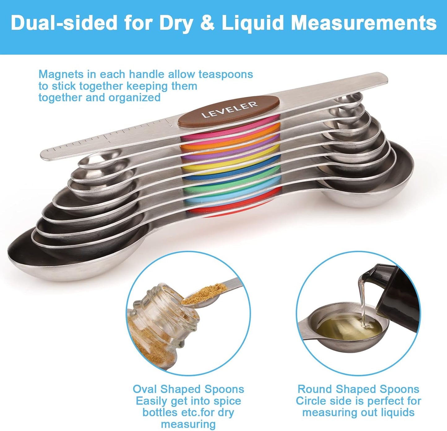 Mini Measuring Spoon Set, Heavy Duty Stainless Steel Measuring Spoons for Cooking Baking, Tablespoon Teaspoon for Dry or Liquid Ingredients, Fits in Spice Jar, 1/64 1/32 1/16 1/8 1/4 tsp
