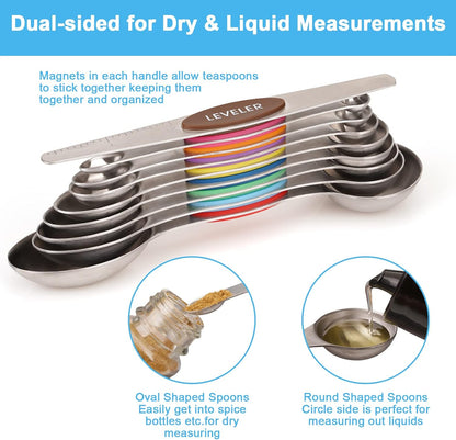 Mini Measuring Spoon Set, Heavy Duty Stainless Steel Measuring Spoons for Cooking Baking, Tablespoon Teaspoon for Dry or Liquid Ingredients, Fits in Spice Jar, 1/64 1/32 1/16 1/8 1/4 tsp