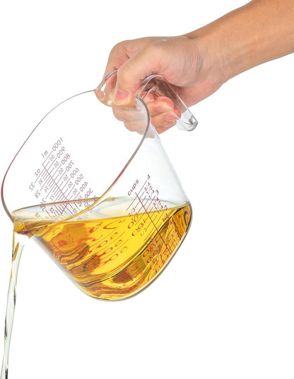 3-Piece Nesting Liquid Measuring Cups Set, Clear Plastic Measuring Jugs with Spout and Multiple Measurement Scales, 1 Cup, 2 Cup, 4 Cup for Baking and Cooking