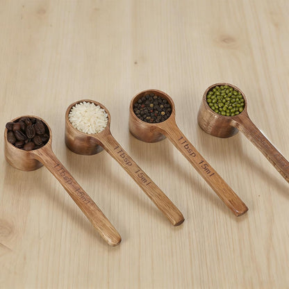 4 Pack Coffee Acacia Wooden Scoop Wooden Measuring Scoops for Canisters Jars 15ml 1 Tablespoon Small Coffee Scoop Acacia Woodens Measuring Spoons Home Kitchen Accessories for Beans Sugar Tea Bath Salt