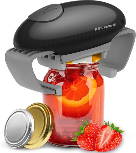 Higher Torque Electric Jar Opener for Seniors with Arthritis Fit Almost Jars Size, Strong Tough Automatic Jar Opener for Weak Hands, Hands Free Battery Operated Bottle Opener for Arthritic Hands White