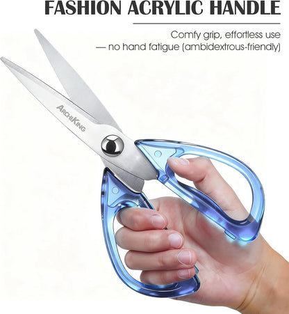 Heavy Duty Kitchen Scissors, Titanium Coated All Purpose Shears - Extra Sharp Detachable Blades for Poultry, Chicken Bones, Meat, Vegetables, Herbs | Micro Serrated & Ergonomic Handle