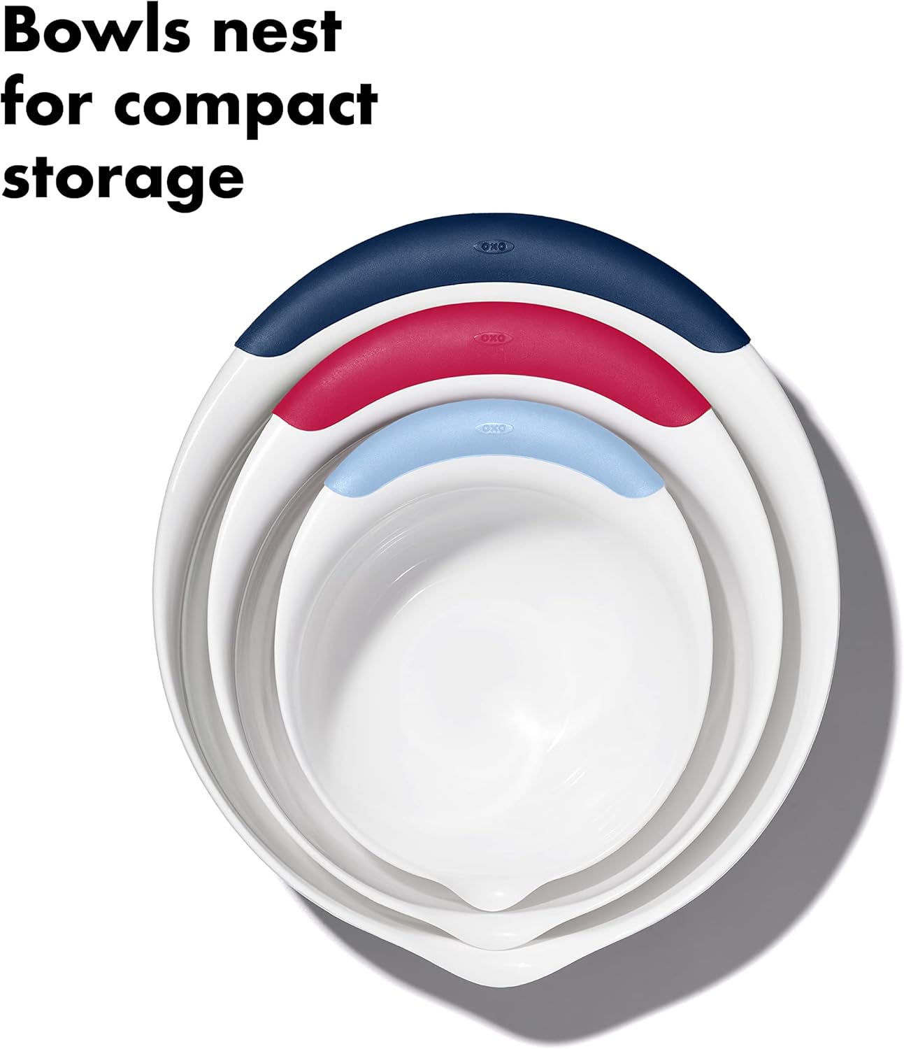 OXO Good Grips 3-Piece Plastic Mixing Bowl Set - Cadet Blue, Tower Gray, Jade, Small, Medium, Large