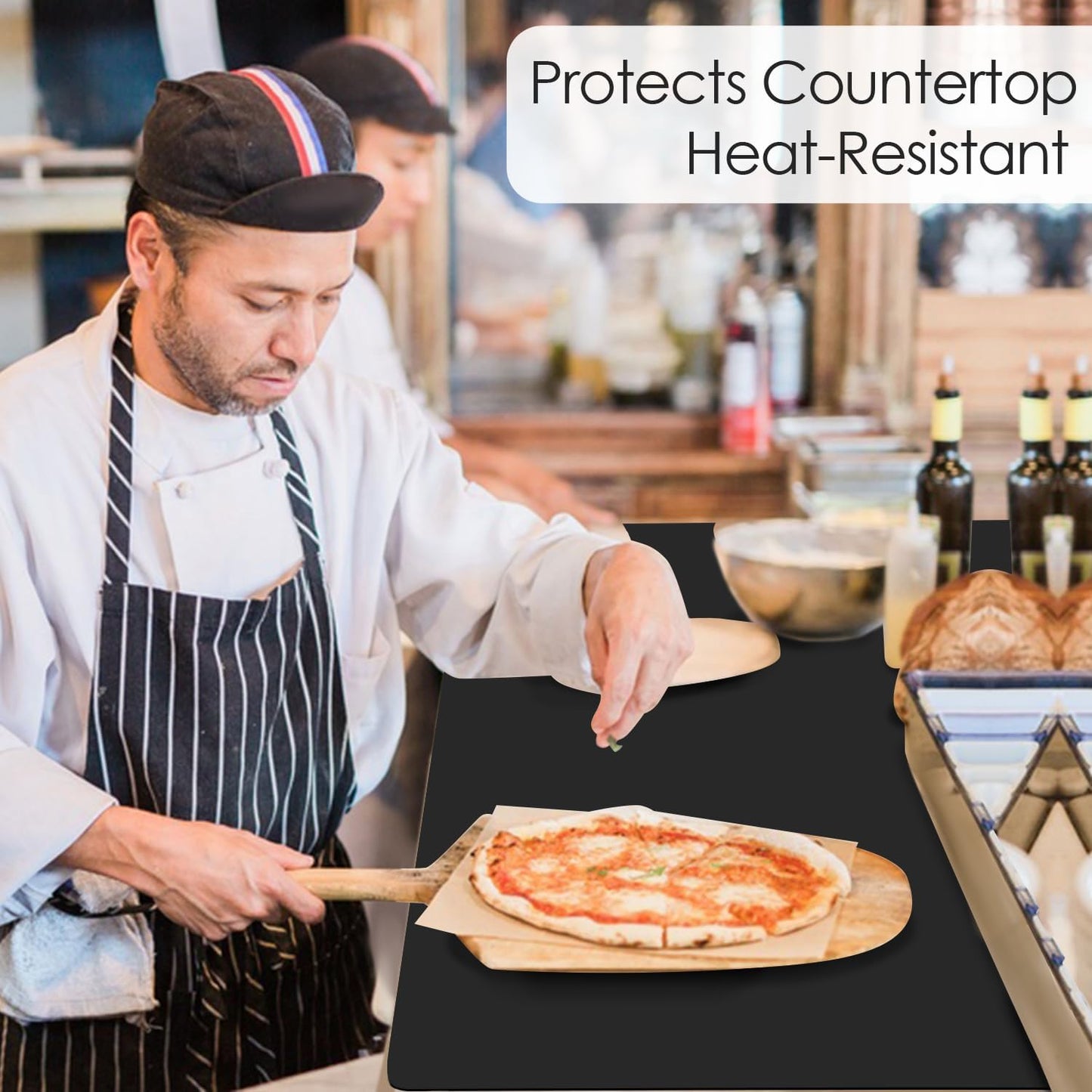 Standard Silicone Mat,Black Baking Mat-Food Grade Kids Dinner Table Placemat Non Slip Counter Mat with Raised Edges Heat Resistant Mat for Air Fryer Nonstick Pastry Dough Mat(1 Pack 23.6'' x 15.7'')