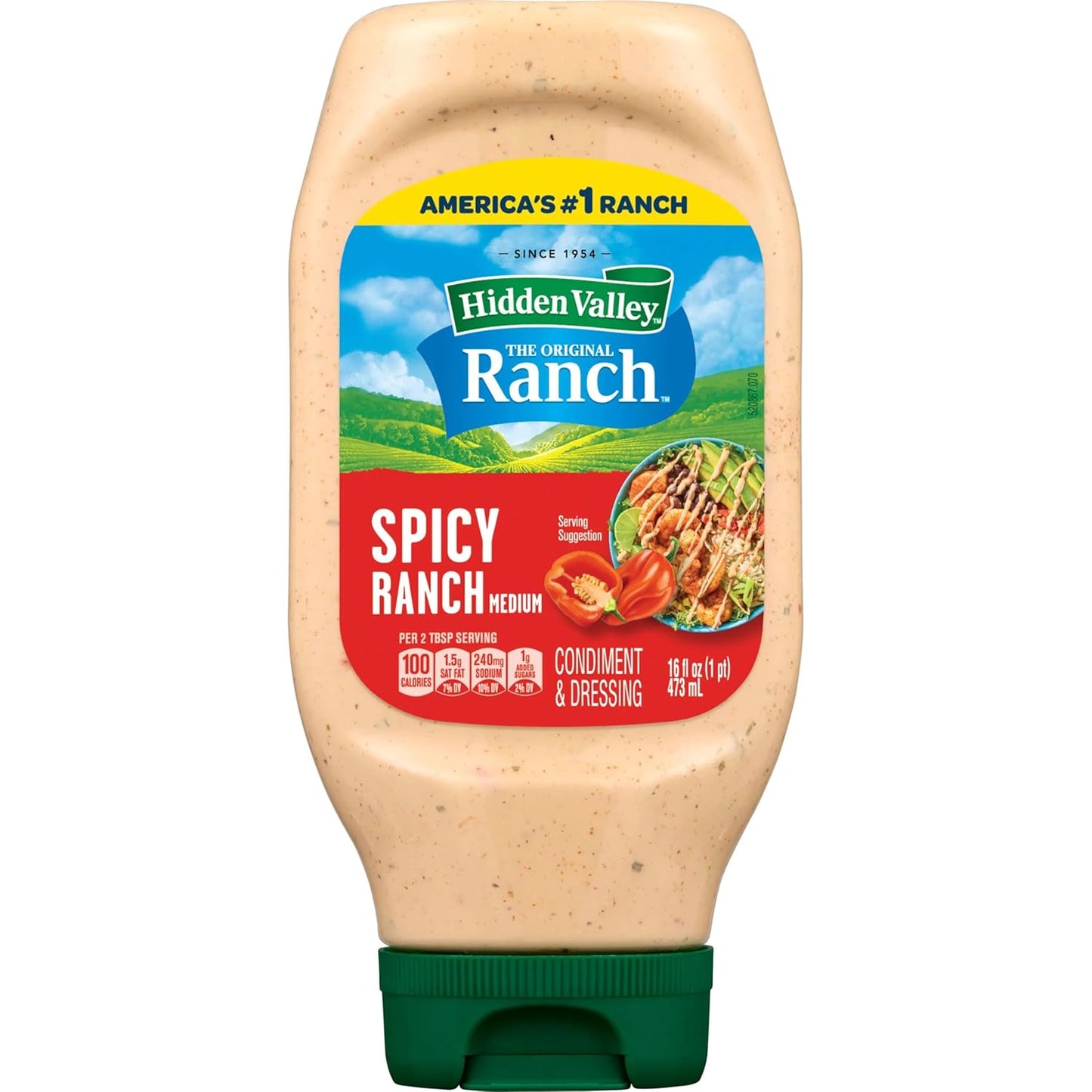 Hidden Valley Spicy Ranch Condiment and Dressing, Easy Squeeze Bottle, 16 fl oz (Package May Vary)