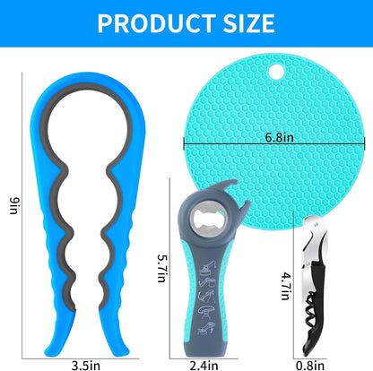 Bloss Anti-skid Jar Opener Jar Lid Remover Rubber Can Opener Kitchen Grippers To Remove Stubborn Lids, Caps and Bottles Great Kitchen Gadgets For Small Hands or Seniors,Blue