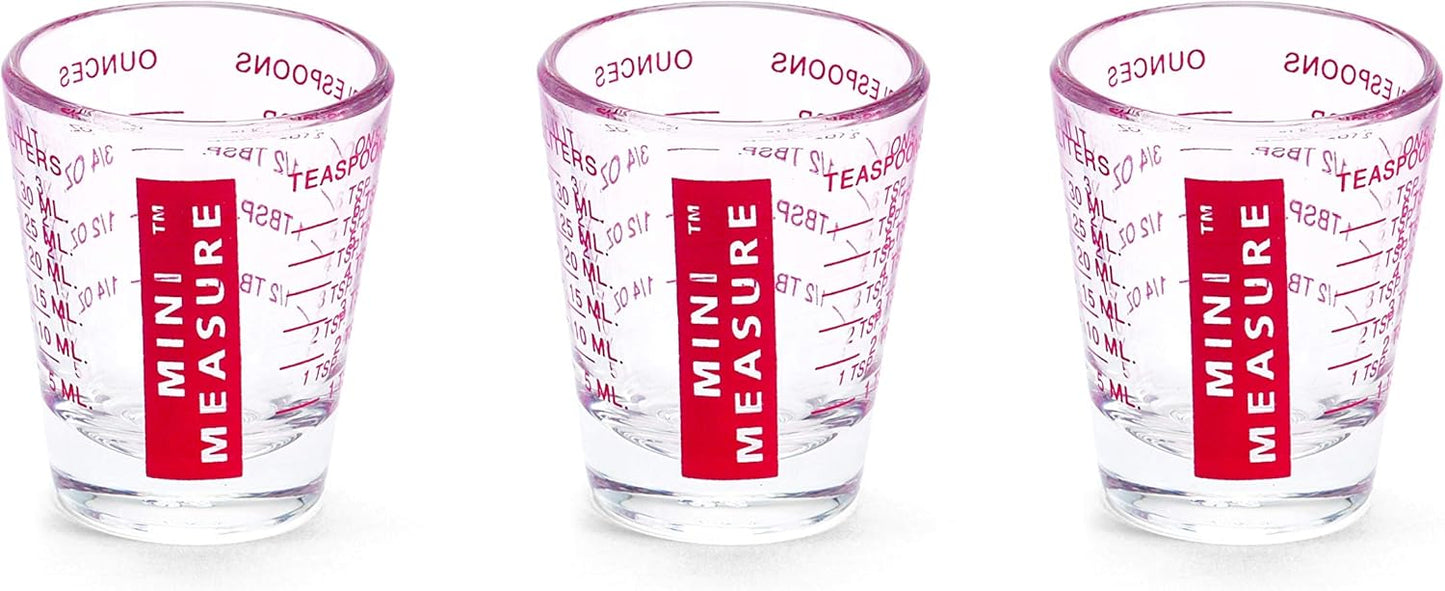 Kolder Mini Measure Heavy Glass, 20-Incremental Measurements Multi-Purpose Liquid and Dry Measuring Shot Glass, White