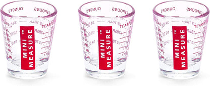 Kolder Mini Measure Heavy Glass, 20-Incremental Measurements Multi-Purpose Liquid and Dry Measuring Shot Glass, White