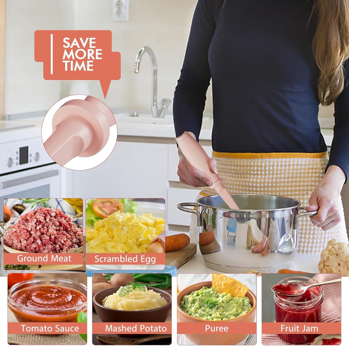 Upgrade Meat Chopper, Heat Resistant Meat Masher for Hamburger, Ground Beef Smasher, Nylon Hamburger Grinder Utensil for Ground Beef, Non Stick Mix Ground Chopper, Mix and Chop Potato Masher Tool