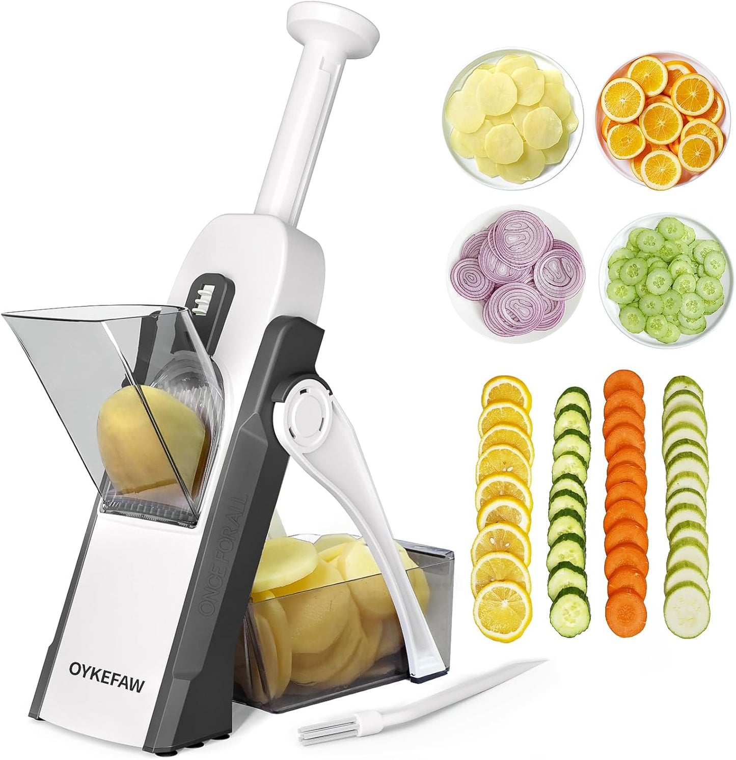 Mandoline Slicer for Kitchen, 6 in 1 Vegetable slicer, Potato Slicer with Thickness Adjuster,Faster Kitchen Slicer for Meal Prep (just Slice, With Peeler/Cleaning Brush, Mandolin)