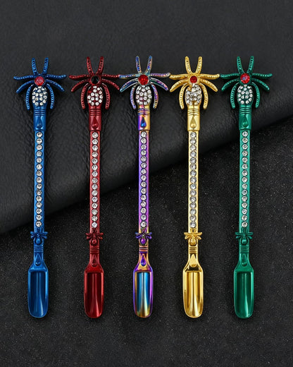 5PCS Mini Spoons with Storage Pouch, Metal Small Spoon for Medicine Spices, MultiColor Tiny Spoons for Kitchen Pendant Charms Necklace Keychains, Multi Functional Little Measuring Spoon (Mini Spoons)