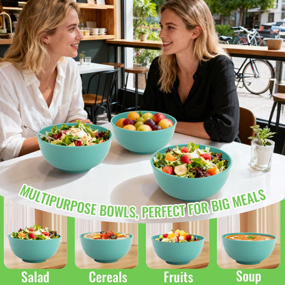 Wheat Straw Bowls Set with Lids, Unbreakable 40 OZ Cereal Bowls Set of 4, Salad Container for Lunch, Microwave & Dishwasher Safe Bowl Set for Kitchen, Picnic, RV, Camping, Multi
