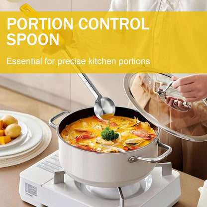 1 Ounce Solid Stainless Steel Portion Control Ladle Spoon - 2Pcs Pizza Sauce Serving Spoons Portion Ladle for Sauces, Perfect for Weight Watchers, Buffets, Parties